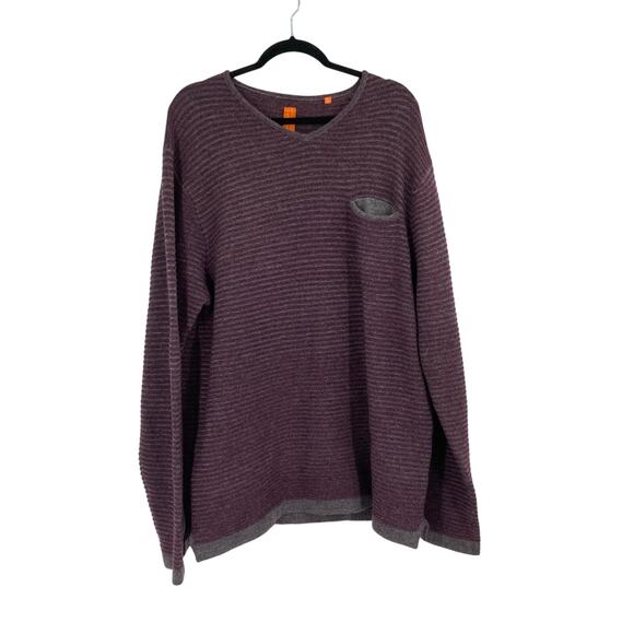 Robert Comstock Vertical Wool Nylon Ribbed Purple Sweater Men’s 2X Tall - Picture 1 of 10